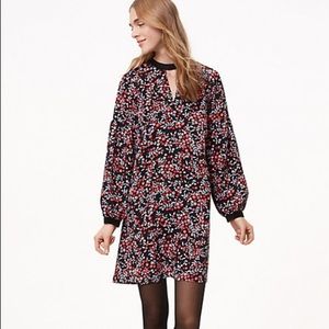 LOFT Velvet Trim Cutout Dress